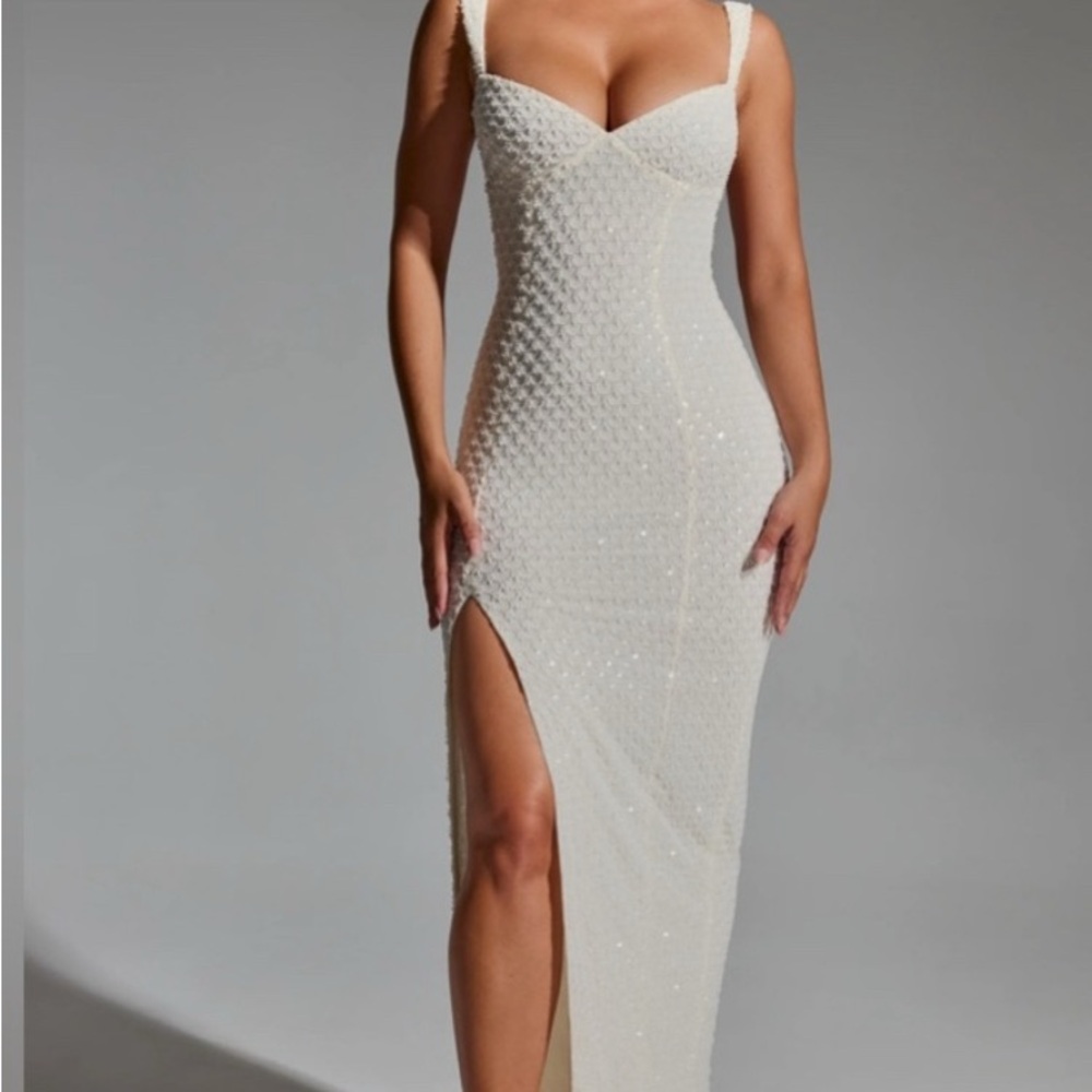 Oh Polly Beaded Open Back Dress